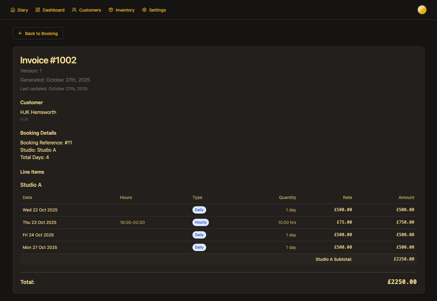 Generating an Invoice